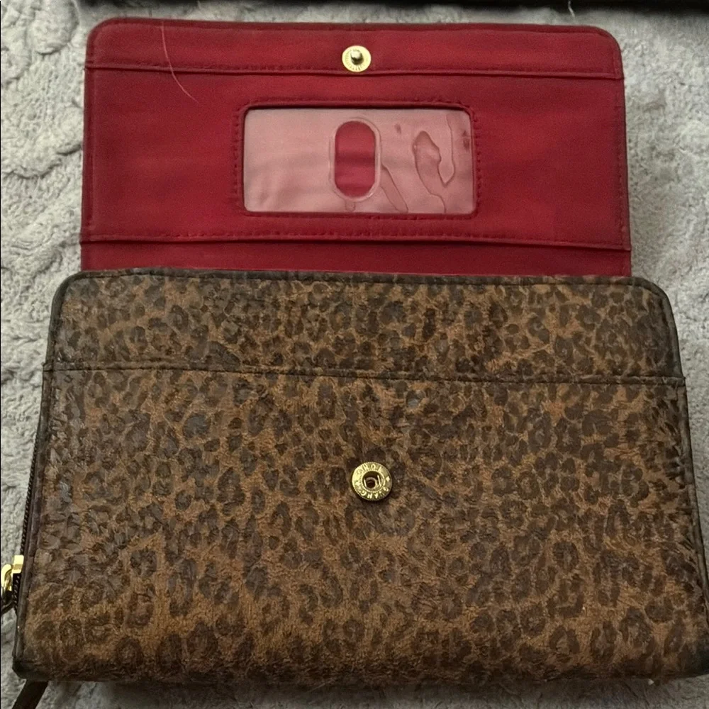 Brown and Black Leopard Print Clutch with Studded Trim